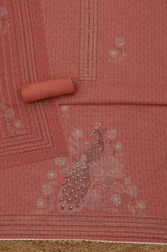 printed linen unstitched dress material