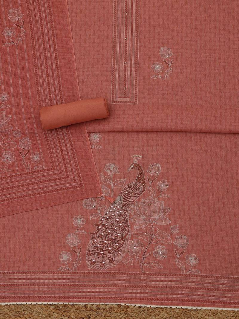 printed linen unstitched dress material