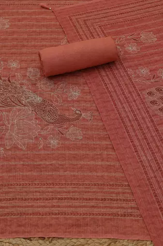 printed linen unstitched dress material