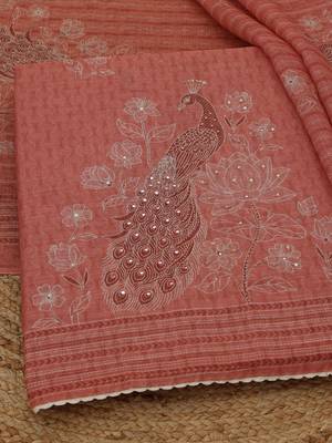 printed linen unstitched dress material 3