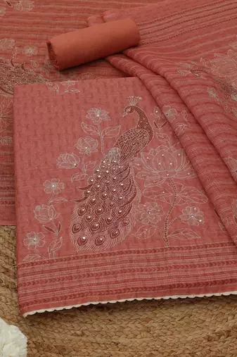 printed linen unstitched dress material