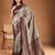 Grey floral zari woven design tassels saree with blouse piece
