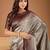 Grey floral zari woven design tassels saree with blouse piece