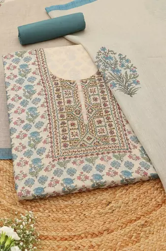 printed linen unstitched dress material