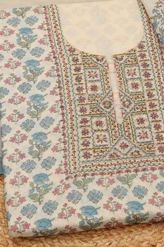 printed linen unstitched dress material