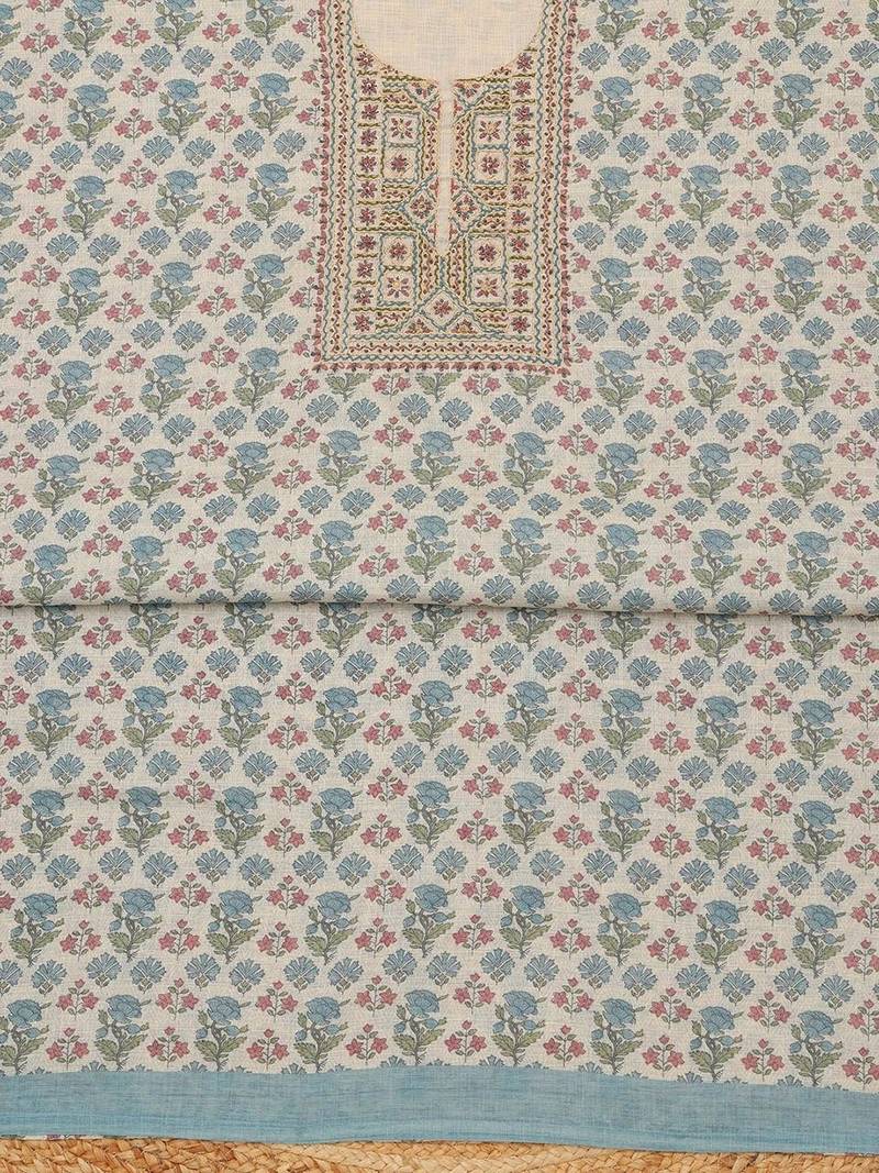 printed linen unstitched dress material