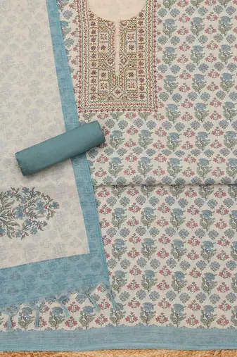 printed linen unstitched dress material