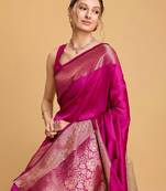 Pink woven embellished art silk kanjivaram pink saree