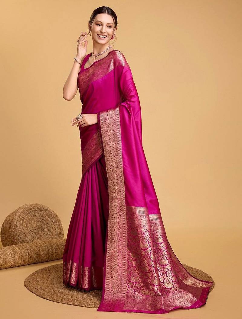 Pink woven embellished art silk kanjivaram pink saree