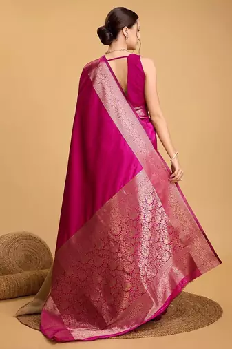 Pink woven embellished art silk kanjivaram pink saree