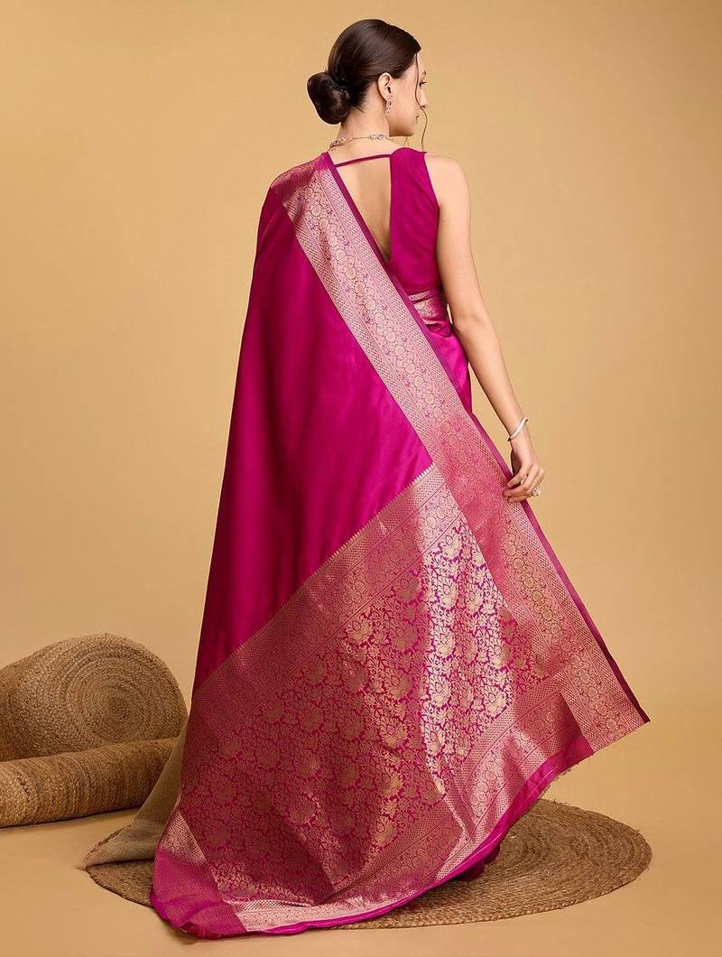 Pink woven embellished art silk kanjivaram pink saree
