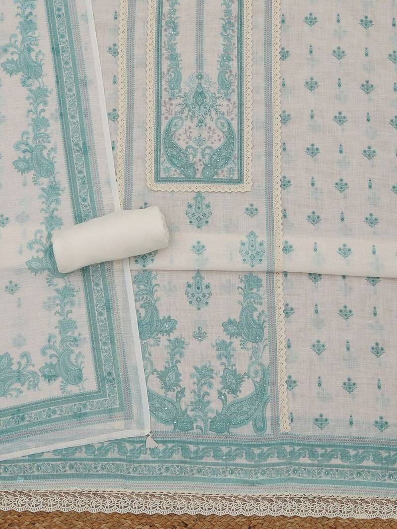 printed linen unstitched dress material
