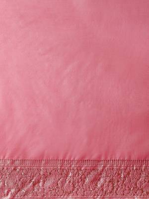 Pink woven design chanderi sarees with blouse piece 5