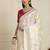 Cream floral motifs printed banarasi saree with blouse piece