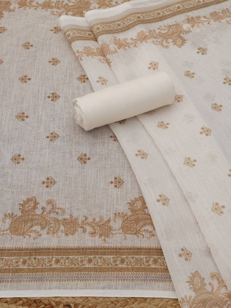 printed linen unstitched dress material