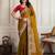 Mustard floral embroidered border saree with unstitched blouse