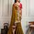 Mustard floral embroidered border saree with unstitched blouse