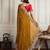 Mustard floral embroidered border saree with unstitched blouse