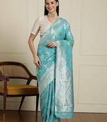 Blue woven design saree with blouse