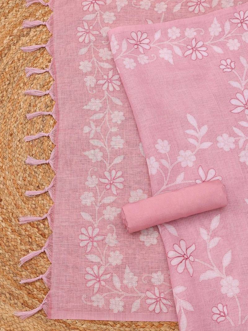 printed linen unstitched dress material