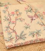 botanical printed linen unstitched dress material with french knot & sequins