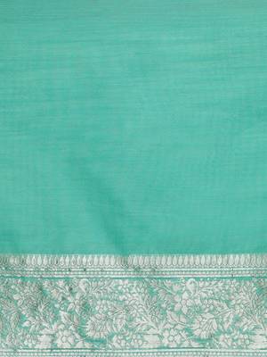 Green woven design chanderi sarees with blouse piece 5