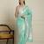 Green floral motif printed banarasi saree with blouse piece