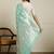 Green floral motif printed banarasi saree with blouse piece