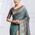 Teal woven design kanjeevaram saree with blouse piece