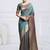 Teal woven design kanjeevaram saree with blouse piece
