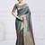 Teal woven design kanjeevaram saree with blouse piece