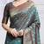 Teal woven design kanjeevaram saree with blouse piece