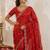 Red embellished sequinned satin saree