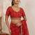 Red embellished sequinned satin saree