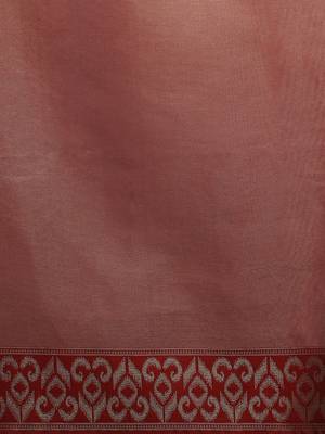 Orange woven design banarasi sarees with blouse piece 5