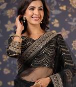 Black embellished supernet sarees