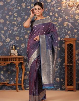 Violet ethnic motifs woven design saree 1