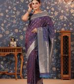 Violet ethnic motifs woven design saree