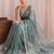 Teal embroidered tissue designer saree