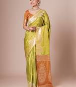 Yellow banarasi woven design saree with blouse