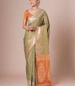 Beige banarasi woven design saree with blouse