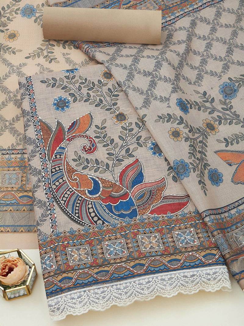 women botanical printed unstitched dress material