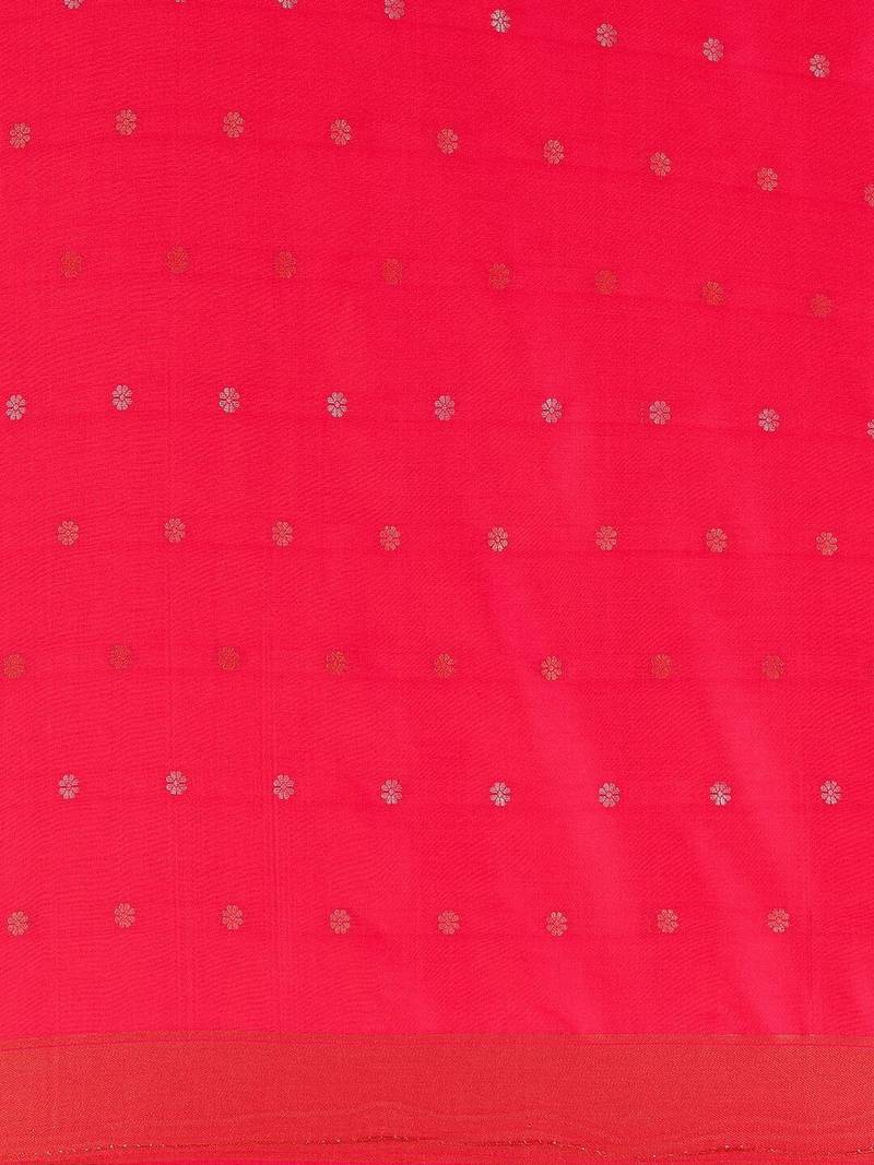 Pink woven design banarasi sarees with blouse piece