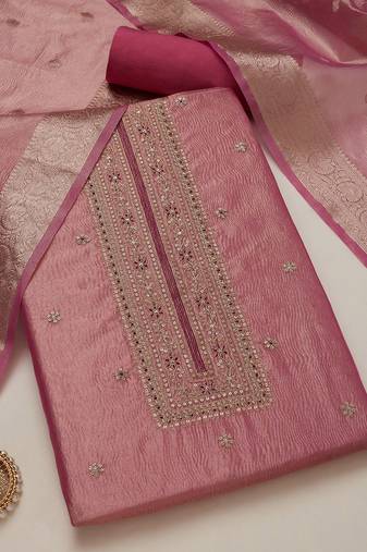 floral embroidered sequinned unstitched dress material