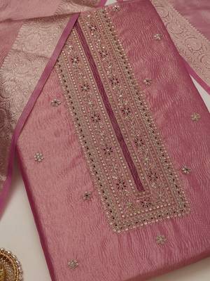 floral embroidered sequinned unstitched dress material 2