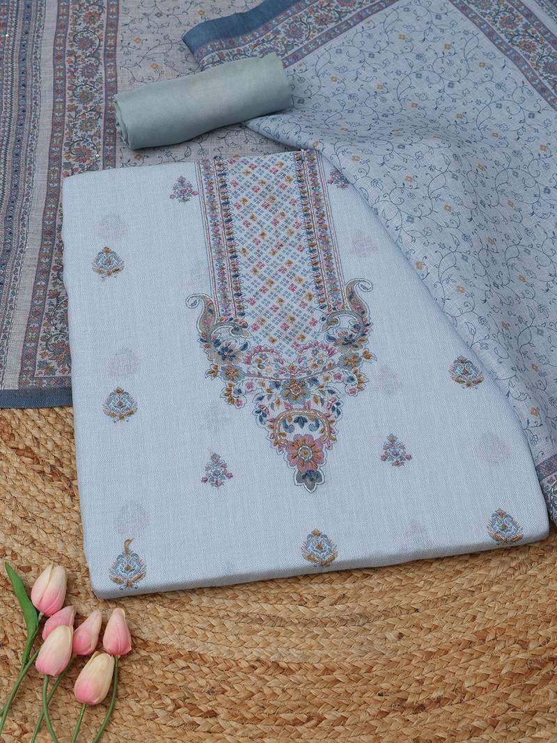 printed linen unstitched dress material
