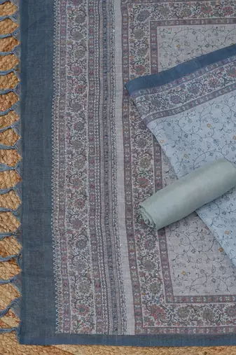 printed linen unstitched dress material