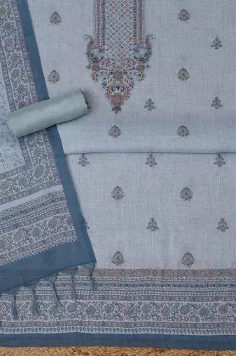 printed linen unstitched dress material