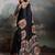 Black ethnic ajrak printed festive wear saree with matching blouse
