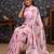 Rose floral printed satin saree